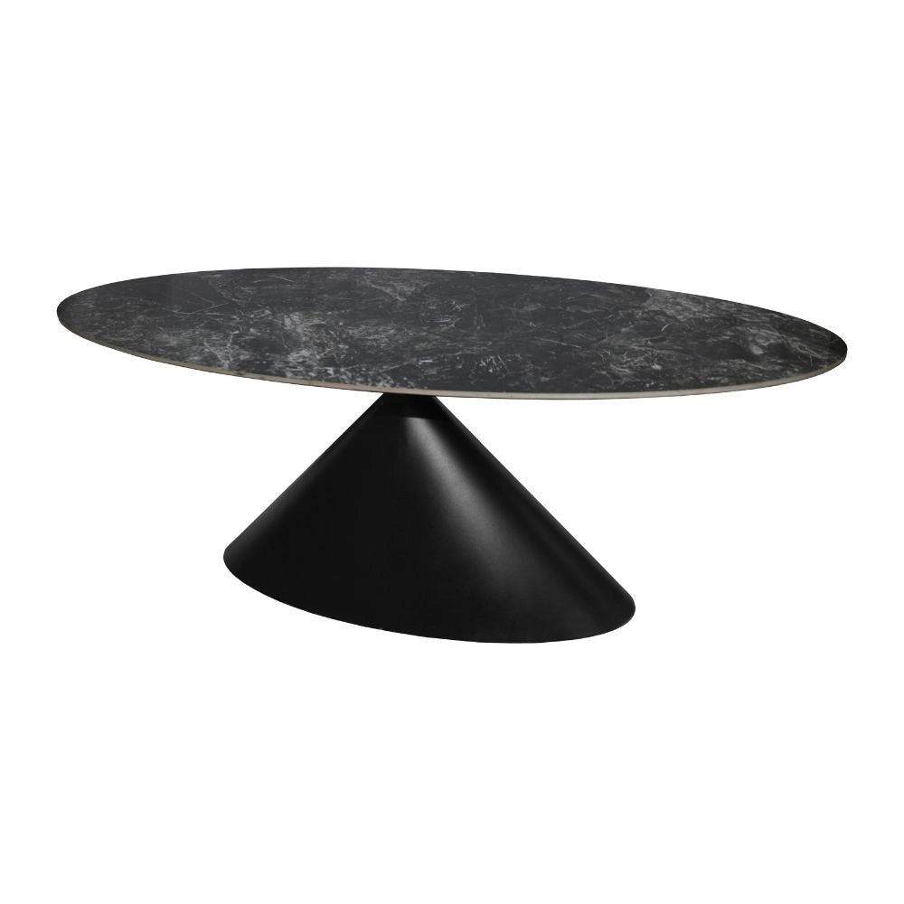 Tavolo ovale Punto con piano effetto marmo nero – 200x100x76H
