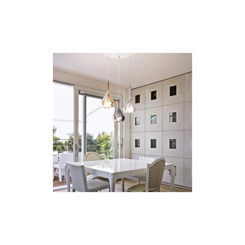 Lampadario a sospensione Lila a Led in metallo e vetro borosilicato 3481-47-297 Fabas Luce
