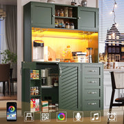 Credenza con LED e Cassetti ¨C Xylo ¨C Verde/Nero/Bianco, 4 Ante, 120x40x188