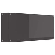 Set di 2 paraschizzi moderni per cucina 120 x 60 cm resistenti al calore con 4 fori preforati in vetro temperato grigio scuro 02_0056276