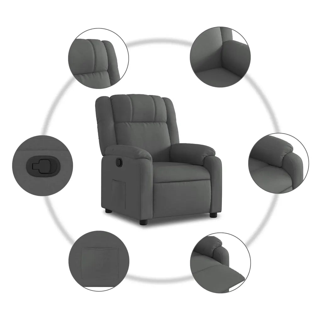 Divano Sedia-Poltrona Reclinabile in Tessuto Grigio Scuro 587971