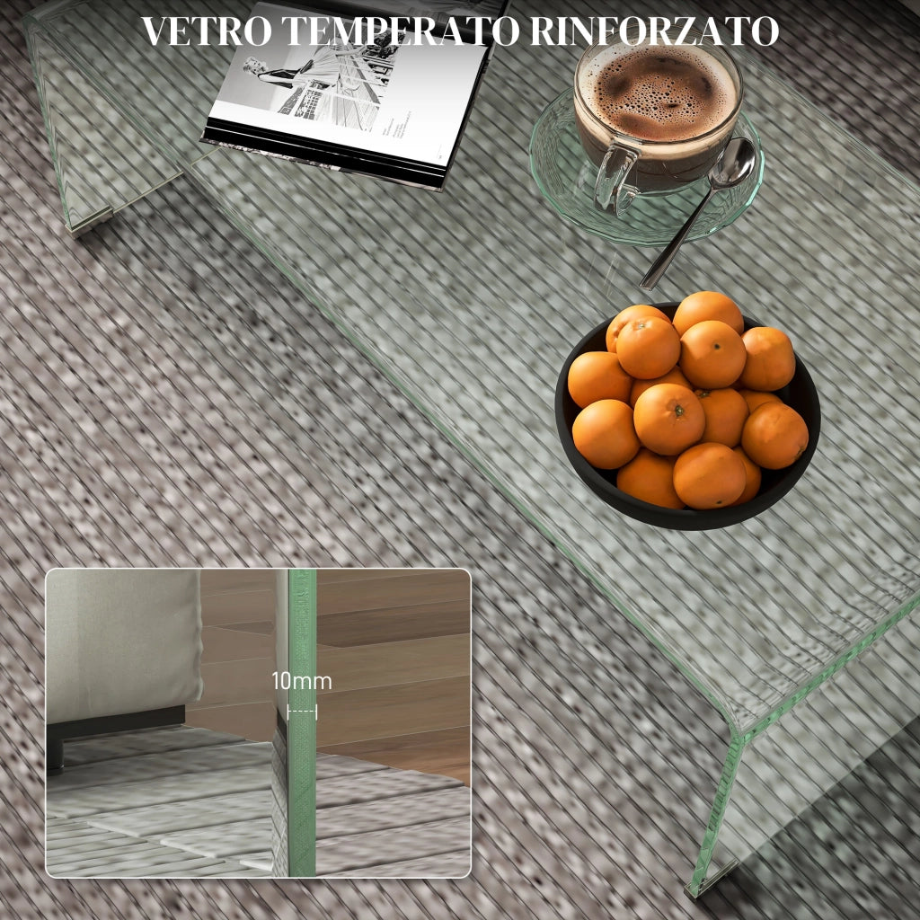 Tavolino da Salotto Moderno in Vetro Temperato ¨C zephmum ¨C 100x50x35 cm