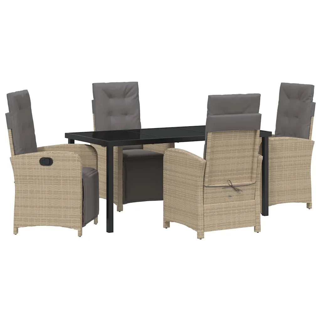Set da Pranzo per Giardino con cuscino 5 pcs Beige polyrattan 3380340