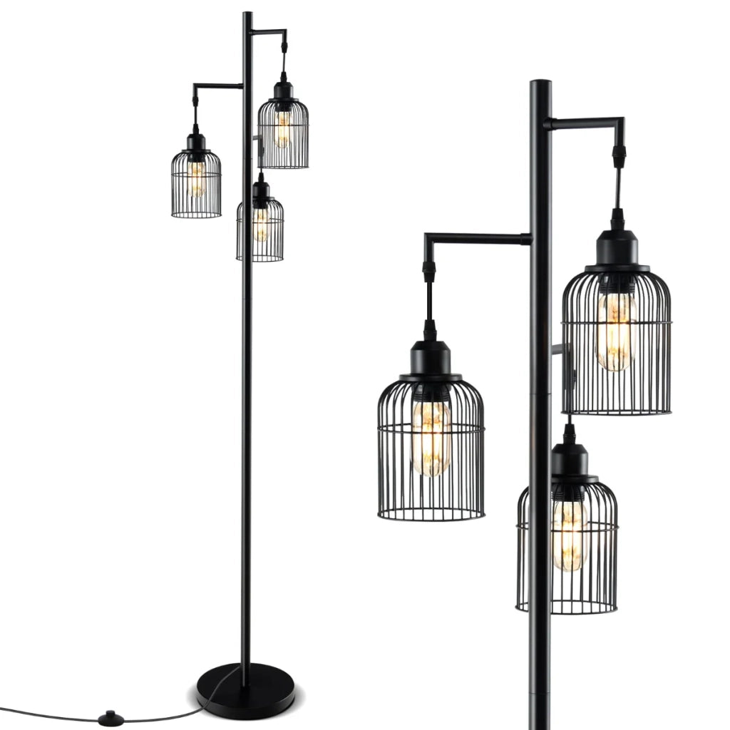 Lampada da terra a 3 luci 25 x 169 cm con interruttore a pedale design moderno atmosfera accogliente metallo nero 20_0021012