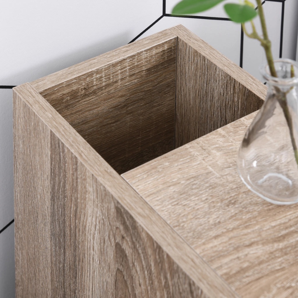 EasyComfort Armadietto da Bagno a Colonna, Mobile Bagno con 4 Ruote, 1 Cassetto 1 Armadietto con Anta 2 Armadietti Aperti, Color Rovere, 18x30x68.5 cm