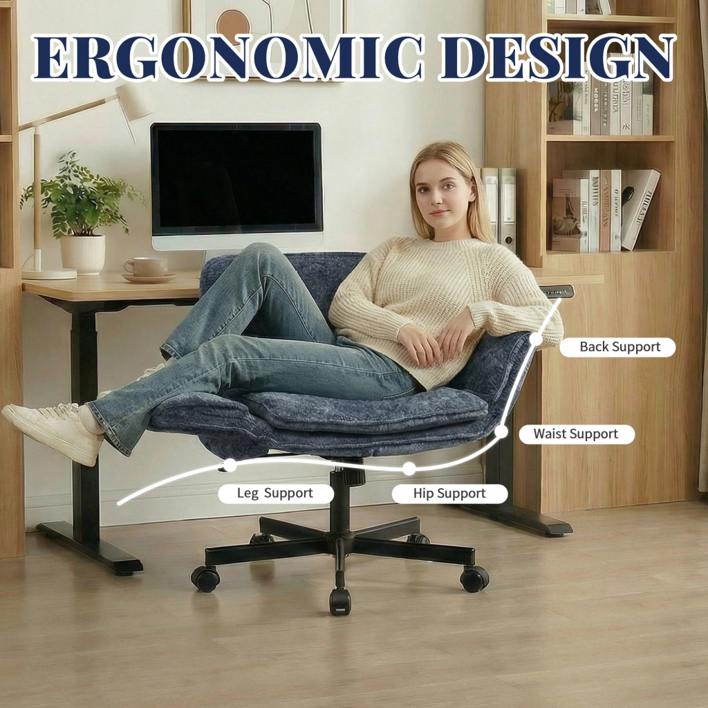 Sedia da ufficio girevole con braccioli pieghevoli e ruote ¨C zephmum ¨C blu, regolabile in altezza