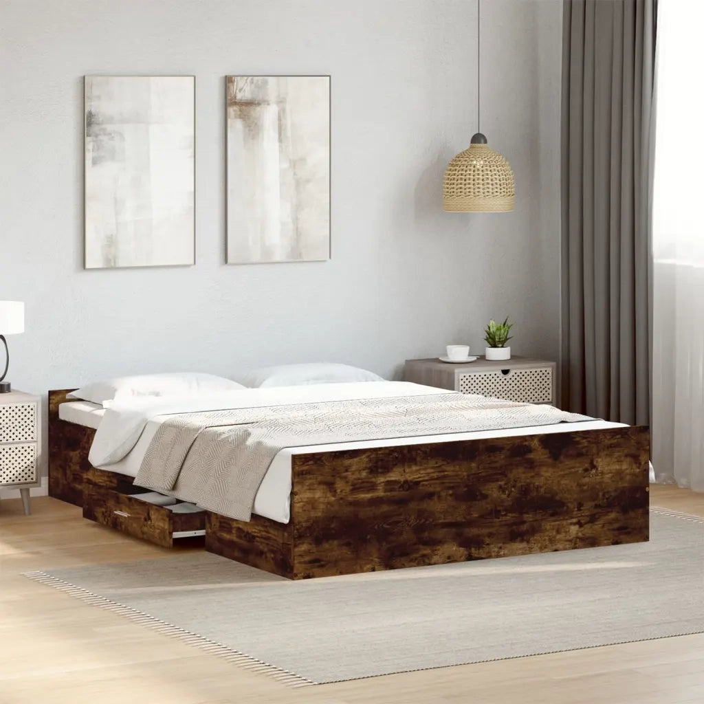 Giroletto con Cassetti Rovere Fumo 140x190 cm Legno Multistratocod mxl 91768