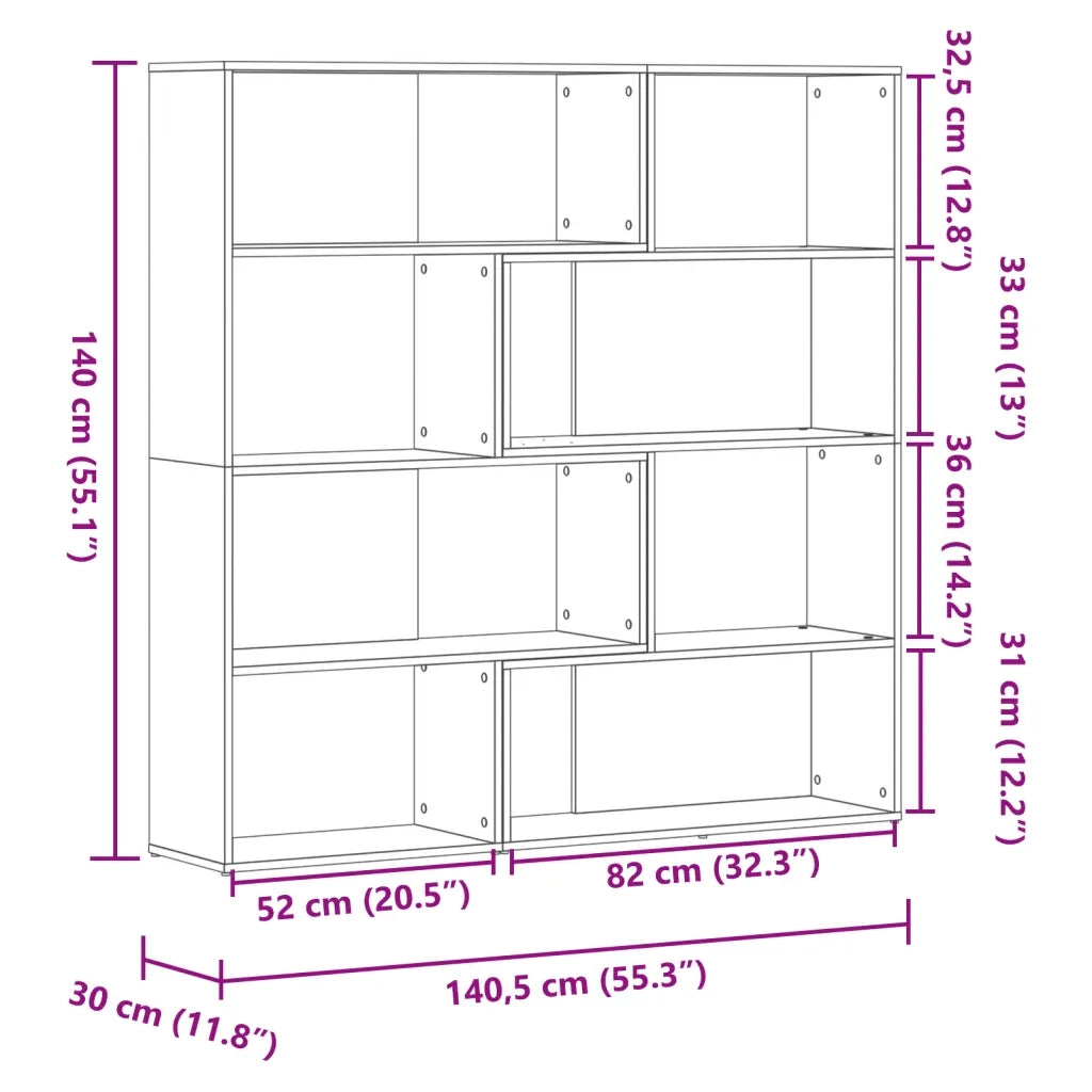 vidaXL Libreria Angolare 4 Ripiani Rovere Fumo 85x85x140 cm Truciolare