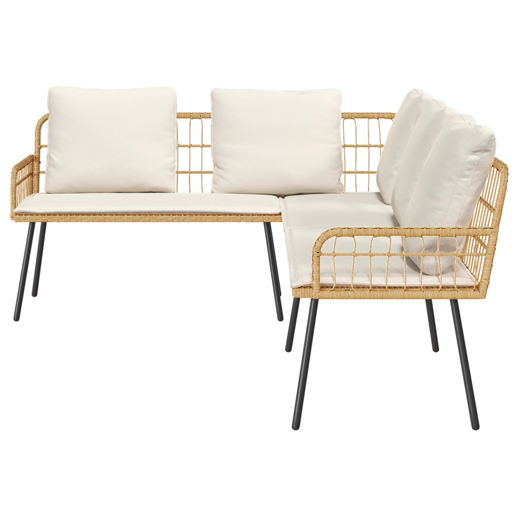 Set di divani da giardino a 2 pezzi con cuscini in rattan naturale