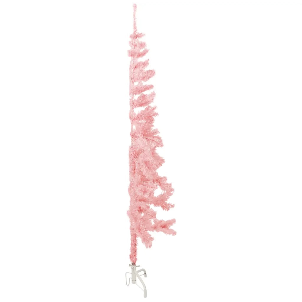 Albero Natale Artificiale Sottile a Met¨¤ e Supporto-Albero Natalizio Rosa 120 cm