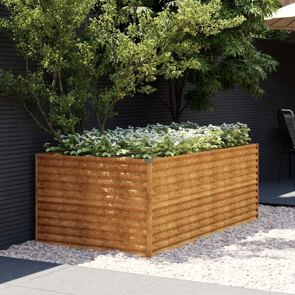 Fioriera Rialzata da Giardino-Vaso da Esterno-Fioriera Elevata 196x100x69 cm in Acciaio Corten