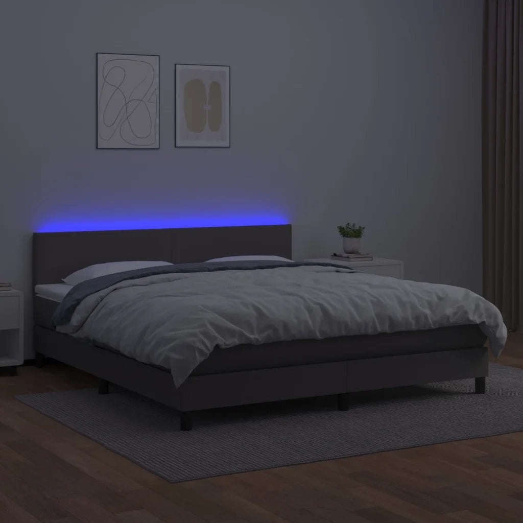 Giroletto Molle con Materasso e LED Grigio 180x200cm Similpelle 3134121