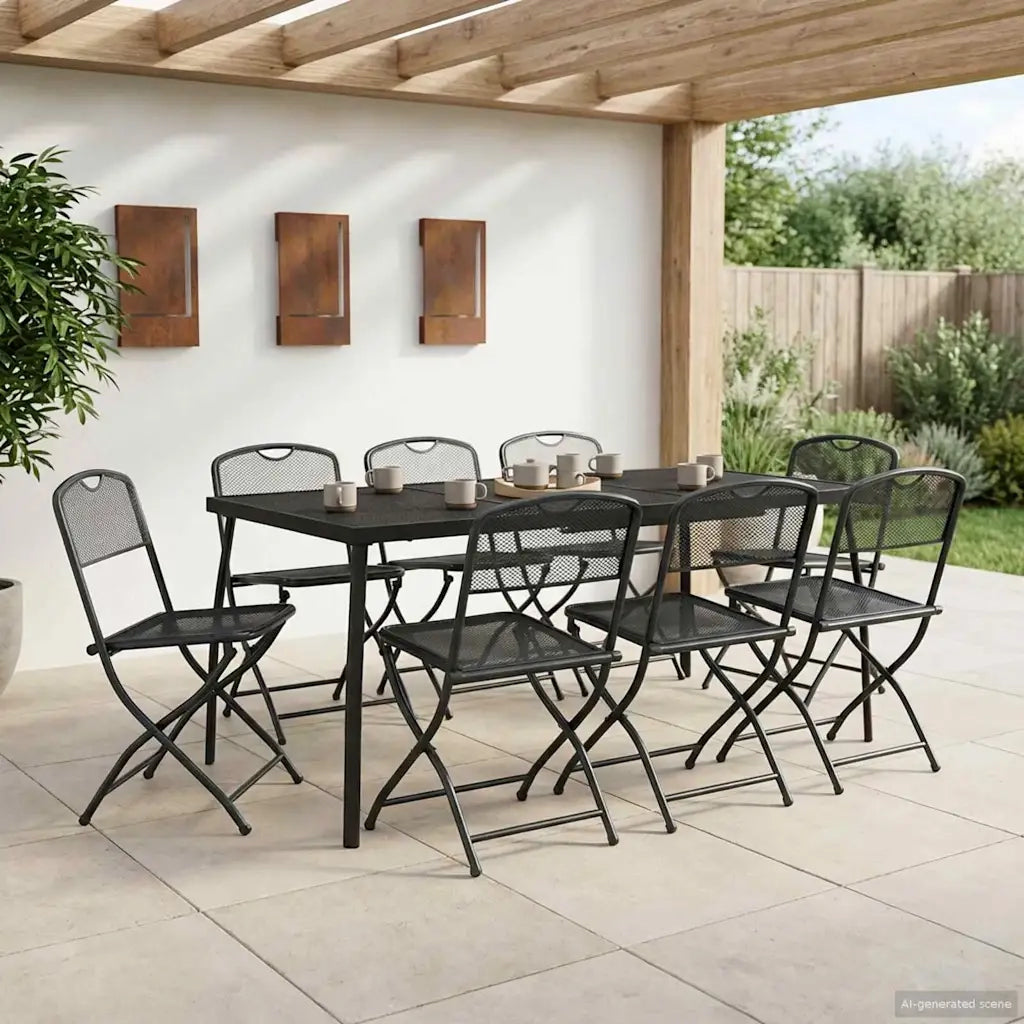 Set di Mobili da Esterno 7 pcs Antracite Ferro e Acciaio