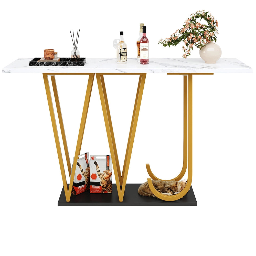 Tavolo da ingresso in legno - Xylo - 120x29.5x80 cm - Effetto marmo