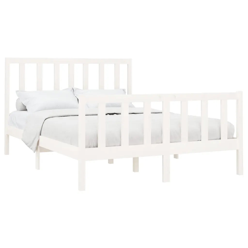 Giroletto senza Materasso-Struttura Letto Bianco 140x200 cm Legno Massello Pino 163085