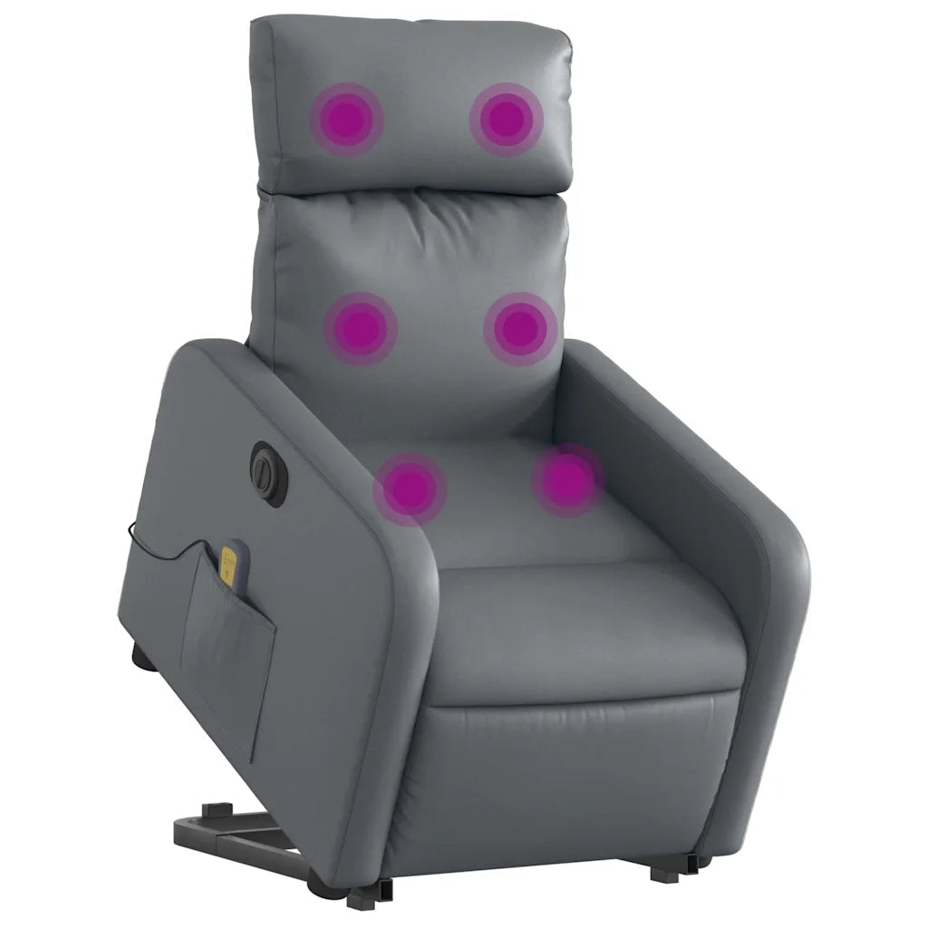 Poltrona Alzapersona Elettrica Reclinabile Grigio in Similpelle 3206773