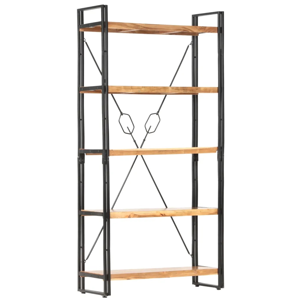 Libreria a 5 Ripiani-Scaffale per Libri-Mobile di Stoccaggio 90x30x180 cm in Legno Massello di Acacia