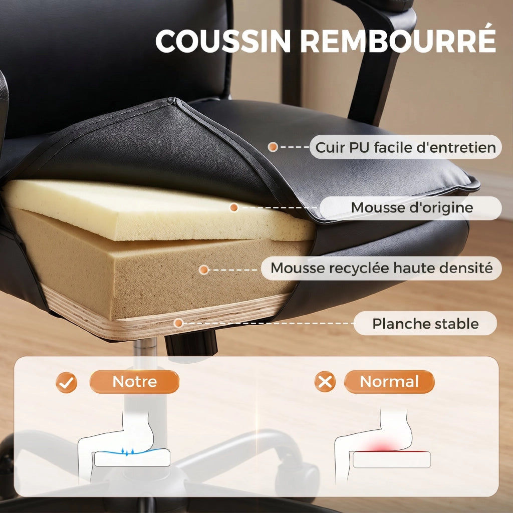 Sedia da ufficio ergonomica in similpelle reclinabile ¨C zephmum ¨C nero
