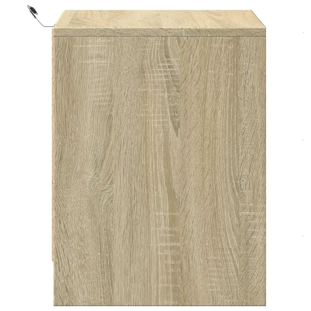 Set di 2 Comodini | Armadio da Notte | Mobiletto da notte con Luci LED Rovere Sonoma in Legno Multistrato