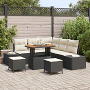 Set Divano da Giardino con cuscino 8 pcs Nero Poly Rattan 3364735