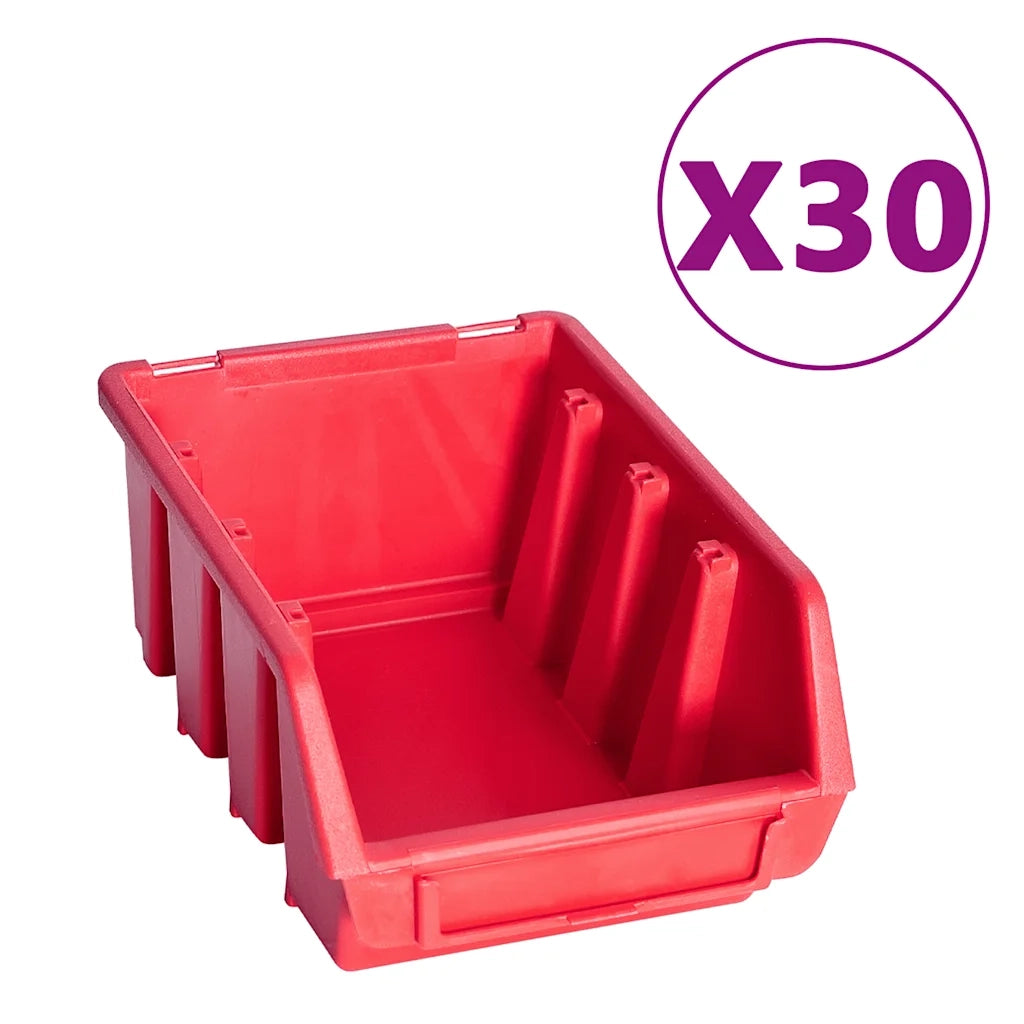 Kit Contenitori 136 pz con Pannelli a Parete Rosso e Nero CFW2283237