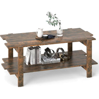 Tavolo rettangolare per cocktail da salotto, Tavolo centrale in legno con mensola di stoccaggio Nocce-Tavolini da salotto