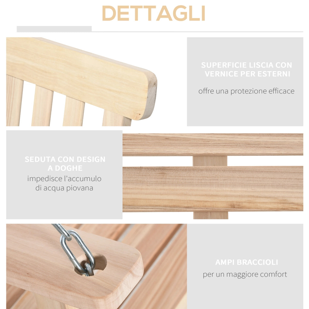 Dondolo Giardino 2 Posti Legno Catene Metallo ¨C zephmum ¨C Marrone