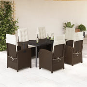 Set da Pranzo da Giardino 7pz con Cuscini in Polyrattan Marrone 3212346