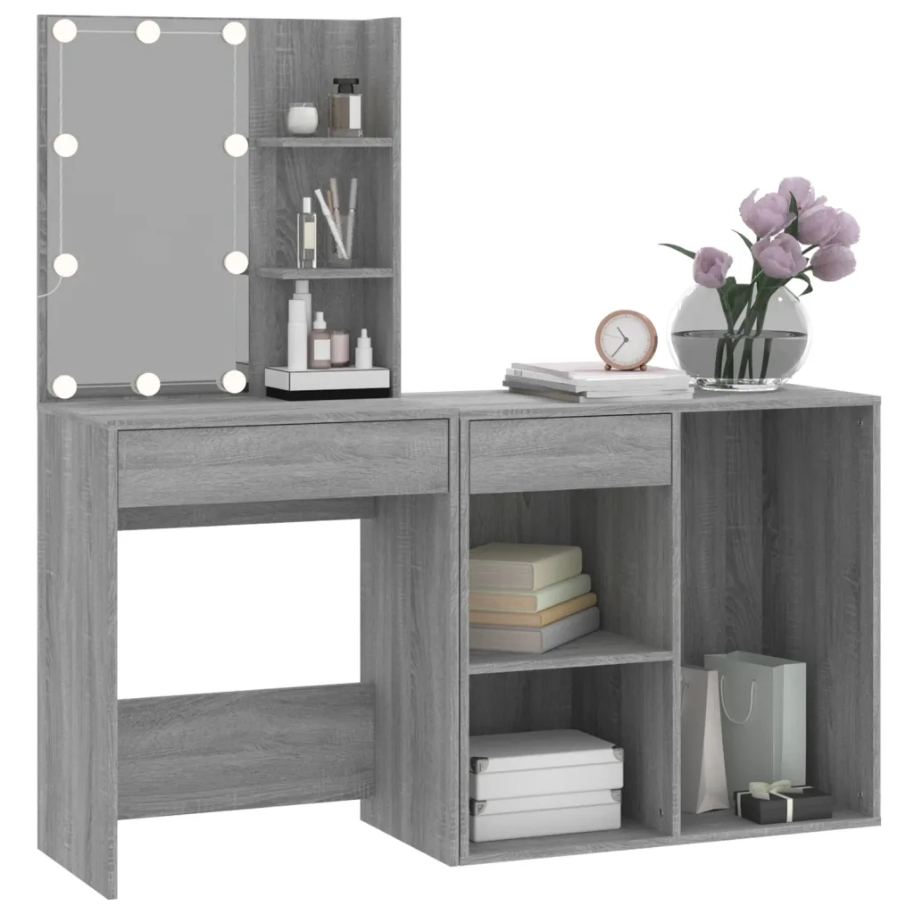 Toeletta con LED e Armadietto Grigio Sonoma Legno Multistrato cod mxl 76861