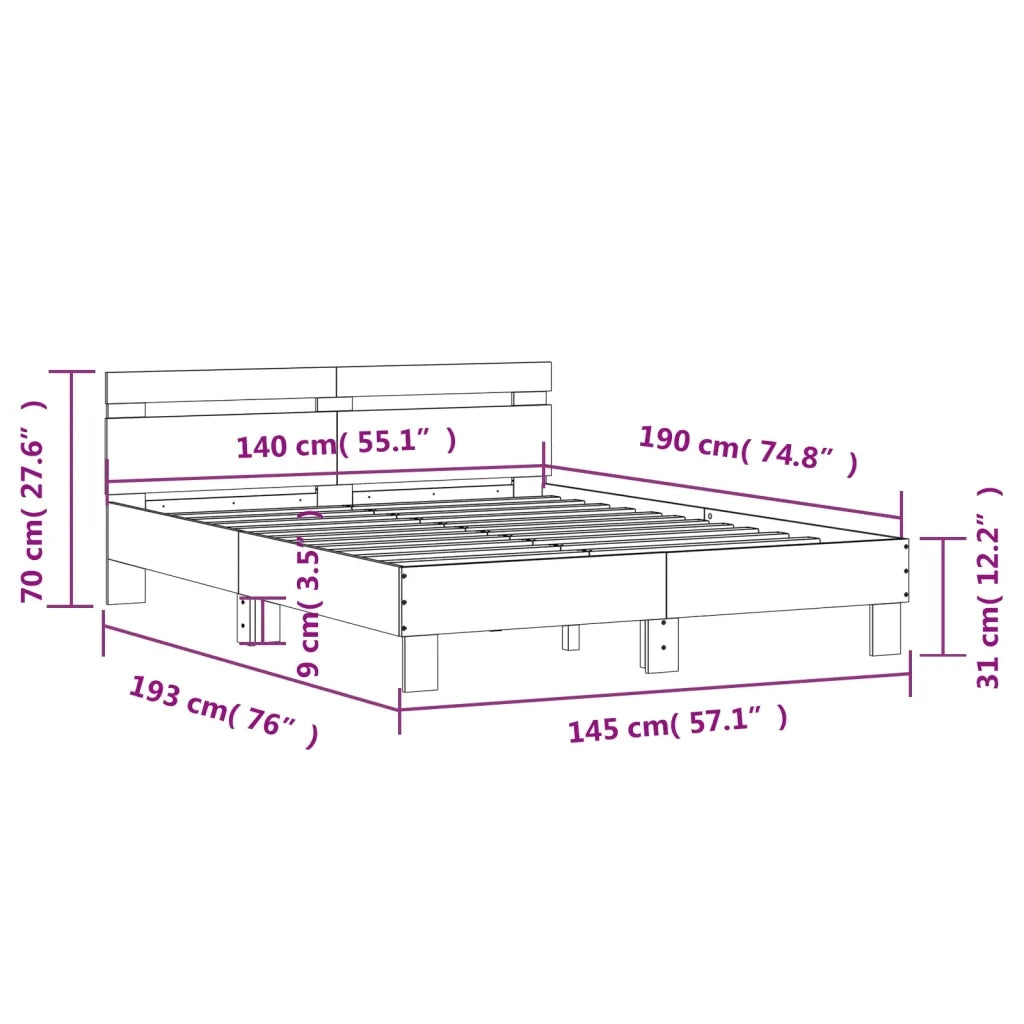 Giroletto con Testiera Bianco 140x190 cm in Legno Multistrato 3207434