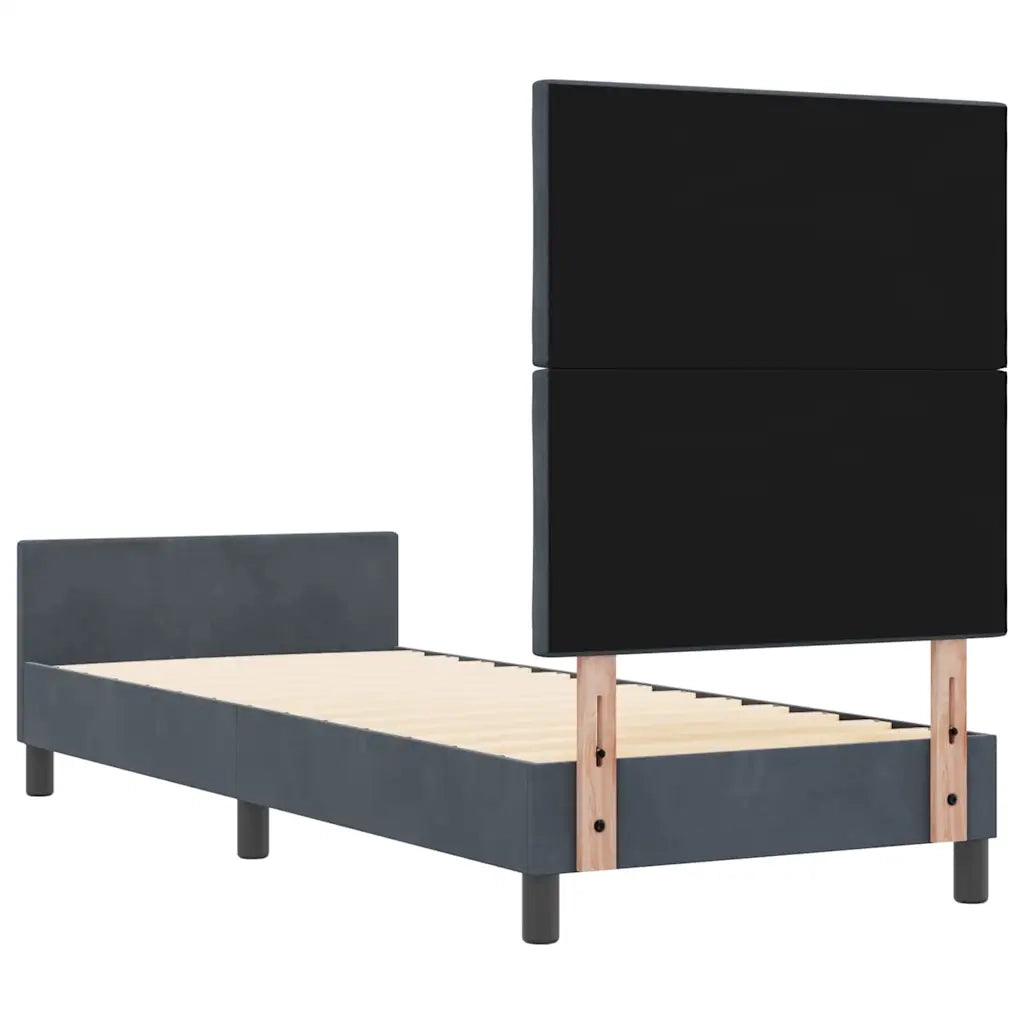 Letto a molle con testiera Grigio scuro 80 x 200 cm Velluto 3344970