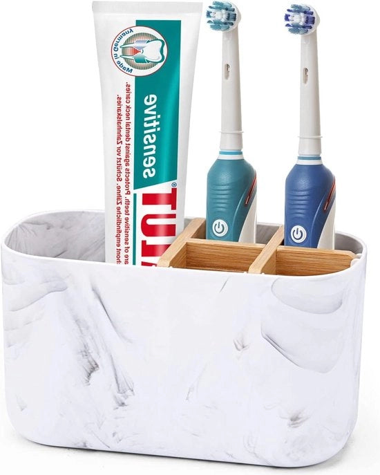 Sostegno per spazzola da denti - progettazione rimovibile - aspetto marmo - accessorio da bagno - piano da toeletta - materiale plastico