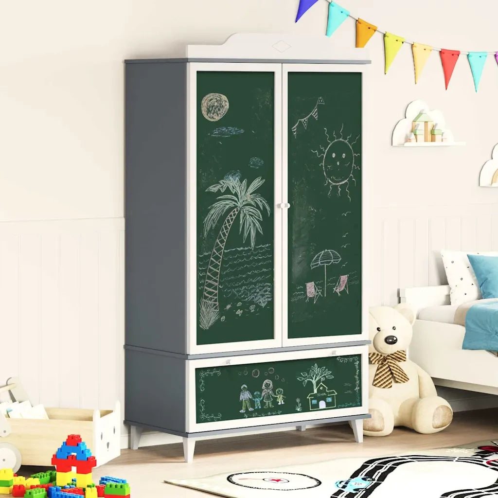 Armadio con Lavagna ROROS Grigio e Bianco 90 x 45 x 165 cm CFW9627520