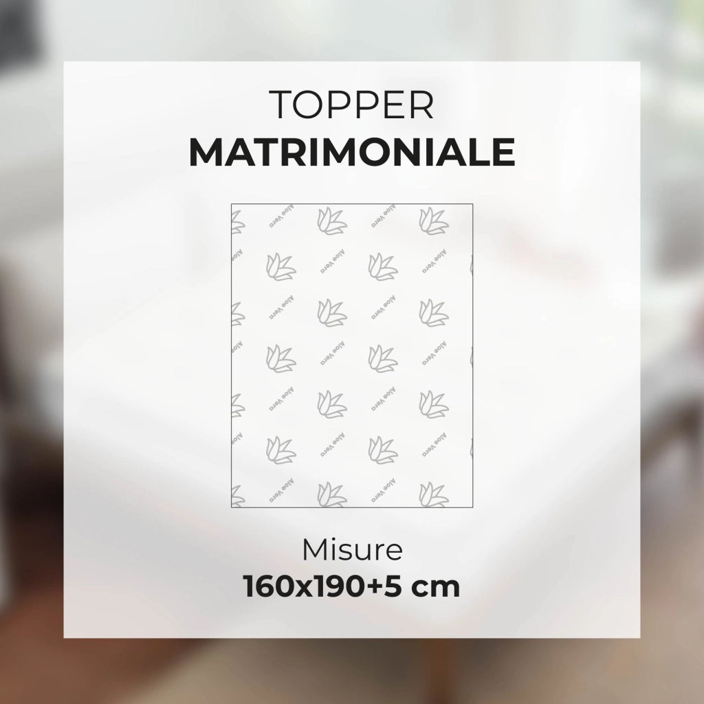 Topper Memory Foam 5 Zone 5 cm Rivestimento Aloe Vera Sfoderabile e Lavabile, Effetto Rinfrescante, 4 Elastici Angolari, Made in Italy Migliora Circolazione e Comfort del Sonno Matrimoniale