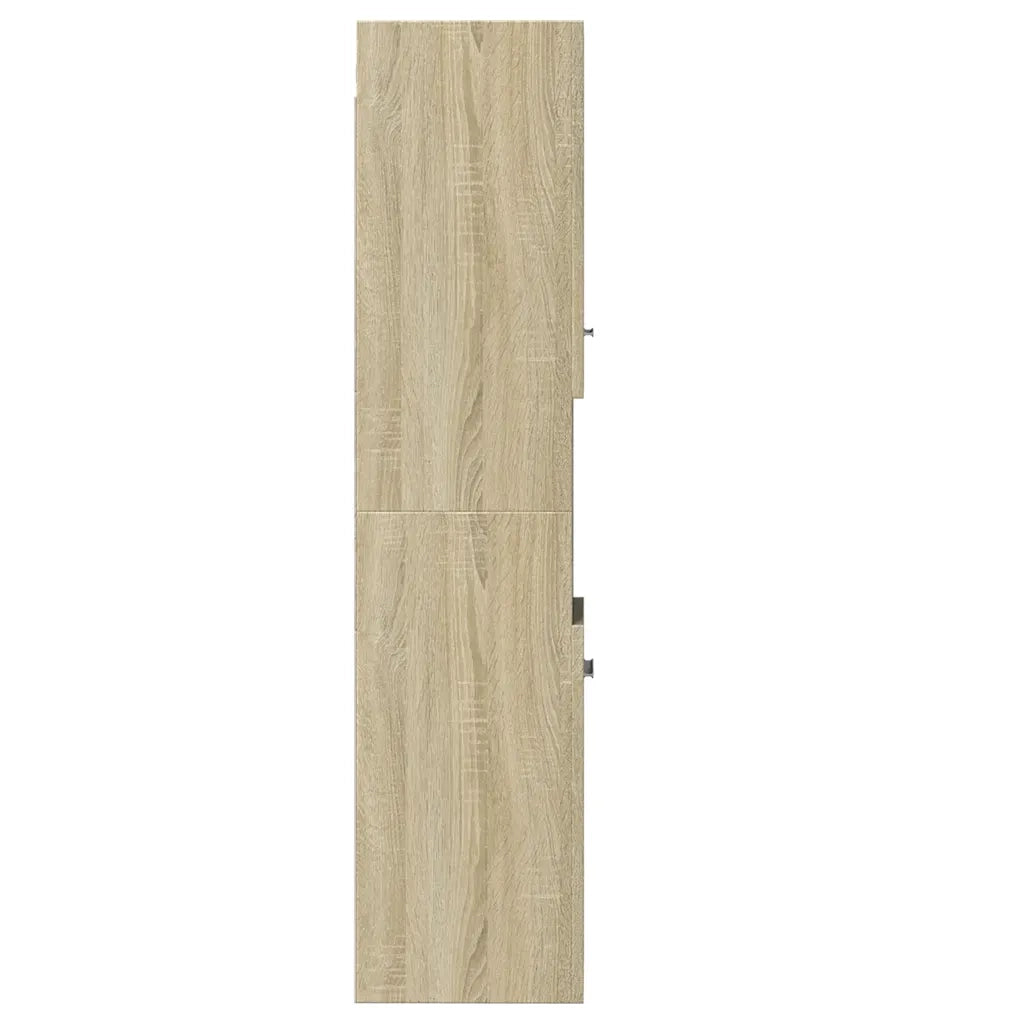 Mobile da bagno con vani contenitori moderni 30 x 30 x 130 cm linee pulite legno ingegnerizzato rovere Sonoma 02_0049699