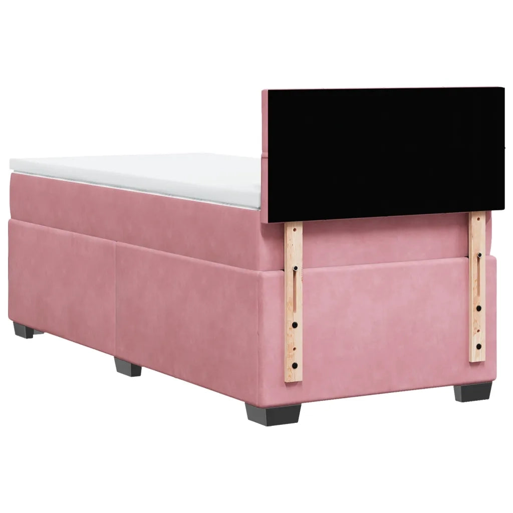Giroletto a Molle con Materasso Rosa 90x190 cm in Velluto 3286203
