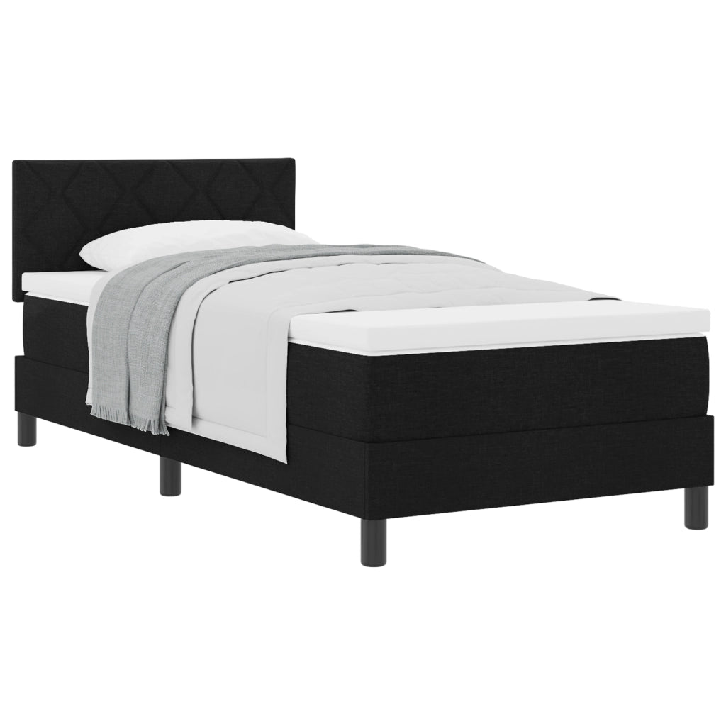 Letto con Box Spring Nero 90x190 cm Tessuto