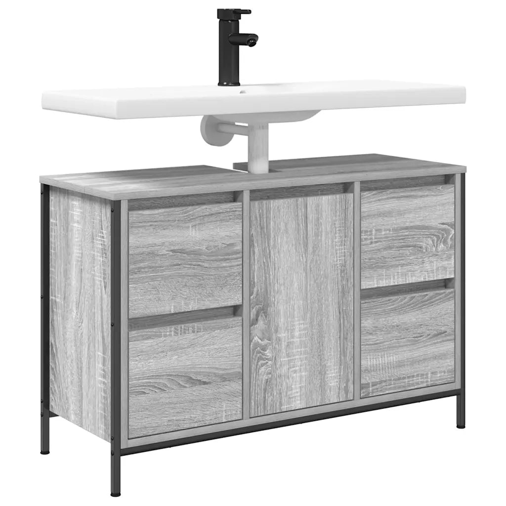 Mobile Lavabo con Cassetti Grigio Sonoma 90x34,5x60 cm 861890