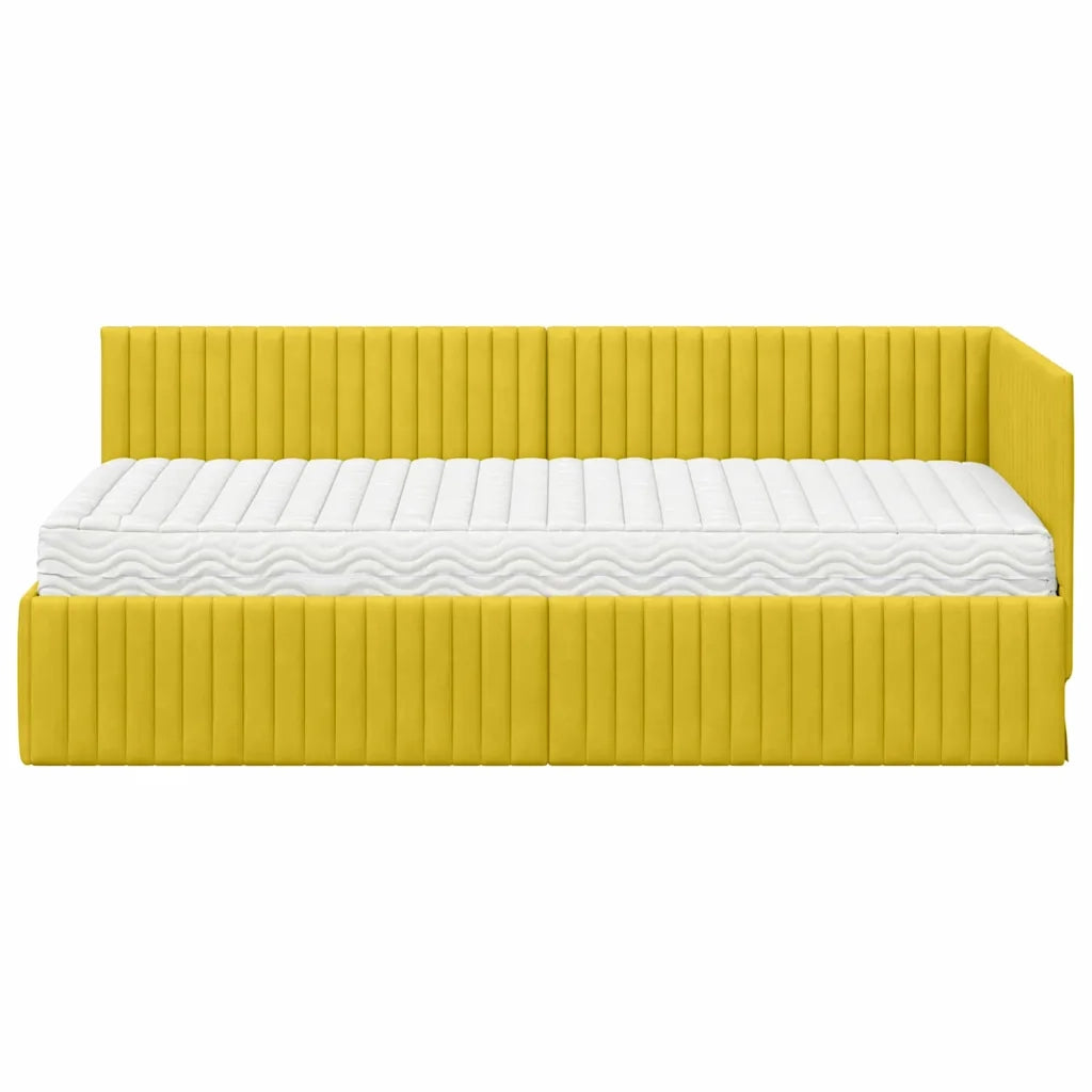 Struttura Letto Angolare con Materasso 2 pz-Giroletto con materasso Giallo Velluto 528899