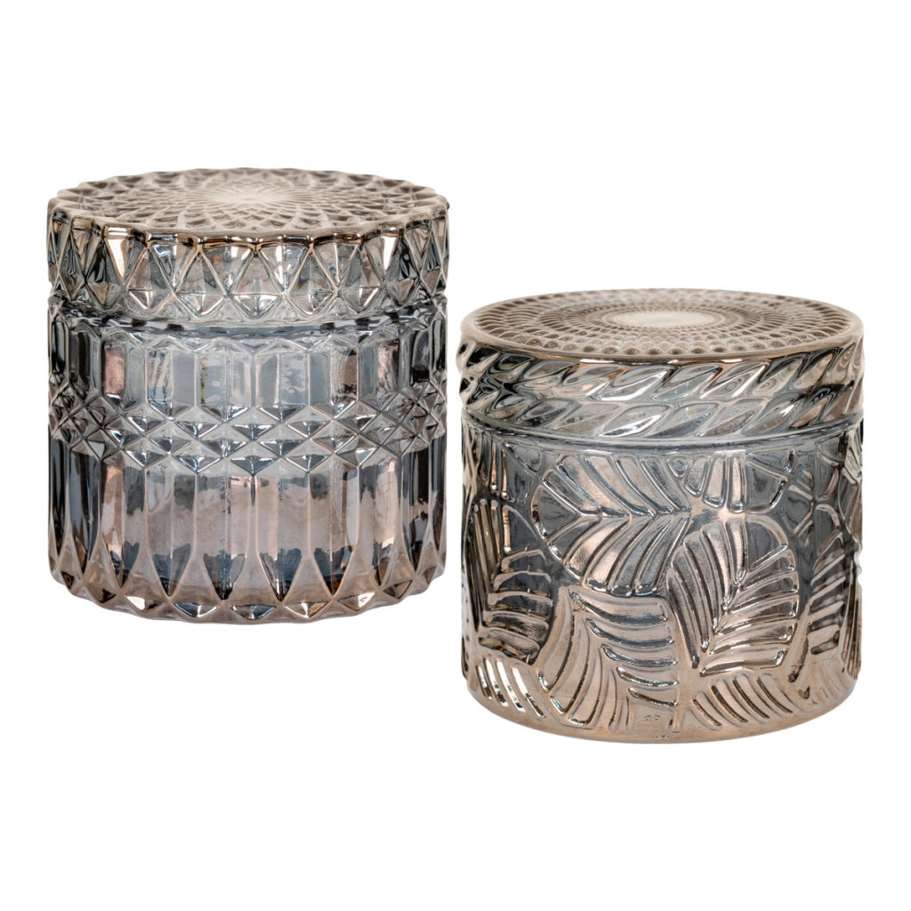 Set di 2 Vasi Decorativi Jars, Blu, Vetro, 9x9x8,5 cm