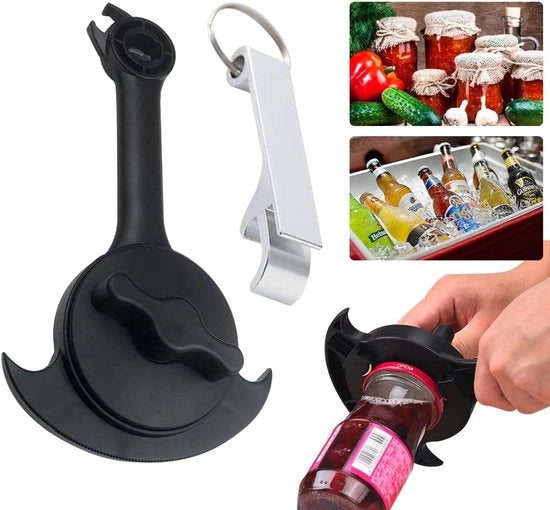 Potenitore 3 in 1 per mani deboli o artrosi - apri-bottiglie senza sforzo multifunzionale - aiutante per la cucina (incluso apri-bottiglie portatile)