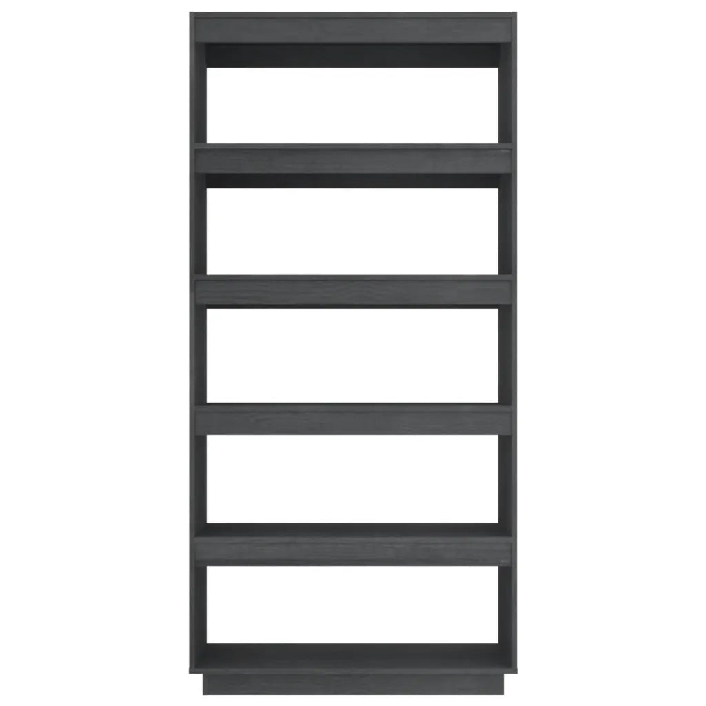 Libreria Divisorio-Scaffale per Libri-Mobile di Stoccaggio Grigio 80x35x167 cm in Massello di Pino