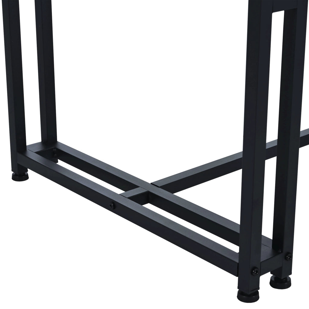 Tavolo da pranzo moderno in MDF con gambe in metallo nero per soggiorno e sala da pranzo 140 × 80 cm