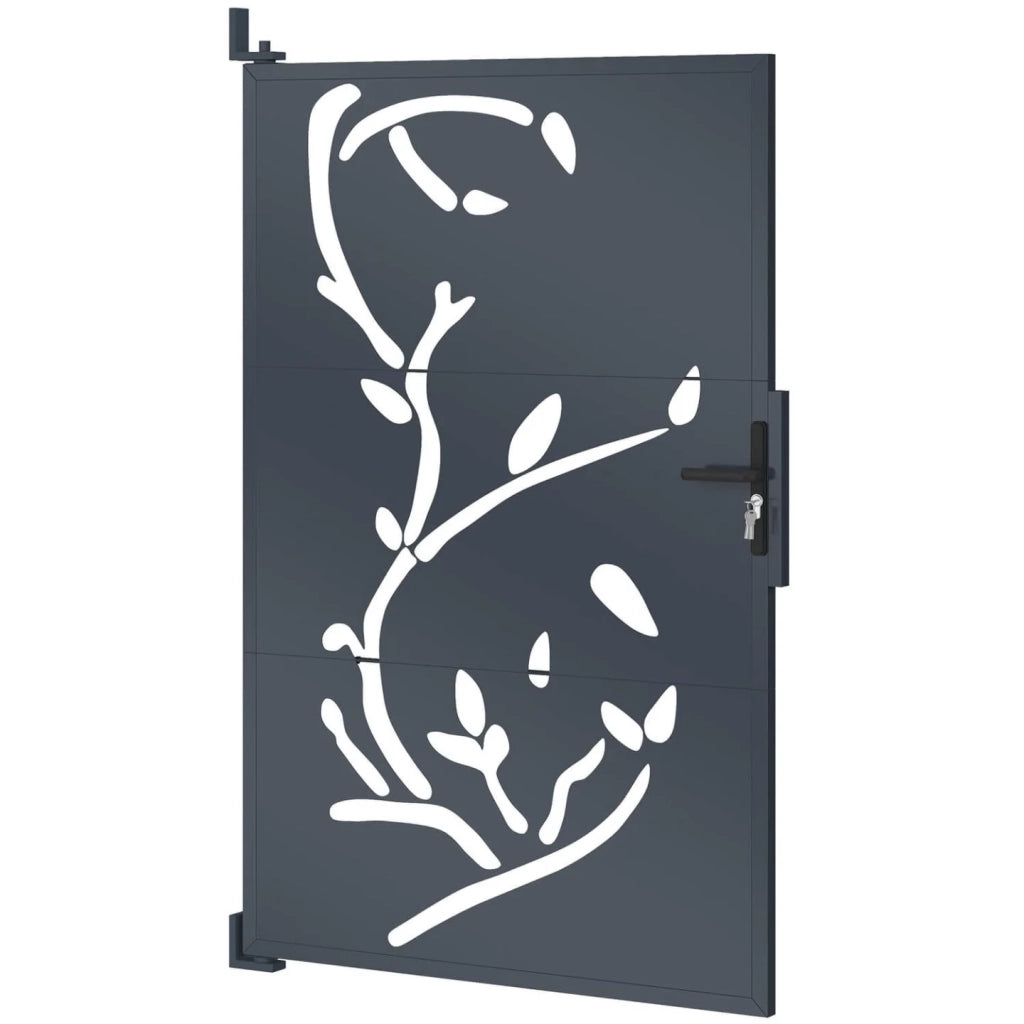 IDMarket - Portoncino da 100 x 155 cm in acciaio grigio antracite con motivi FLOWER