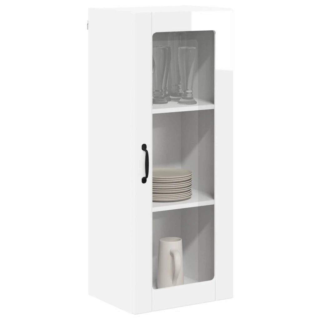 Pensile da cucina | Mobile in vetro da parete LUCCA Bianco Lucido 40 x 31 x 100 cm