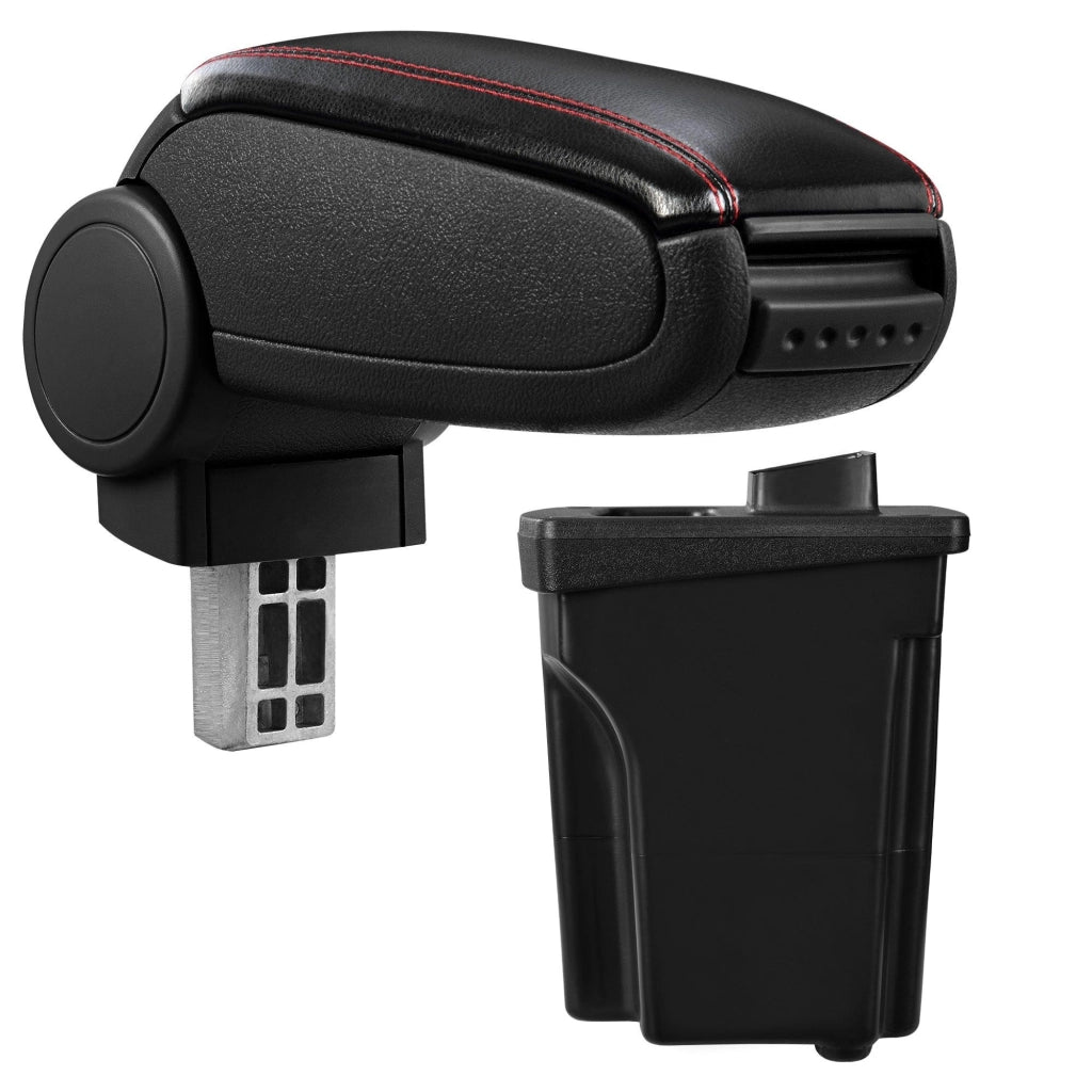 Bracciolo centrale per Hyundai I30 GD con scomparto imbottito in similpelle nera con cuciture rosse 03_0000498