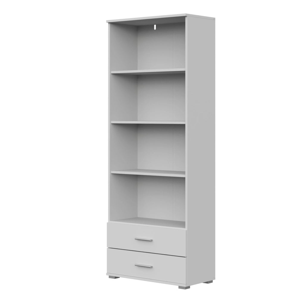 Libreria FAUSKE - 2 Cassetti - Bianco - Larghezza 69 cm, Altezza 180 cm, Profondit? 34 cm