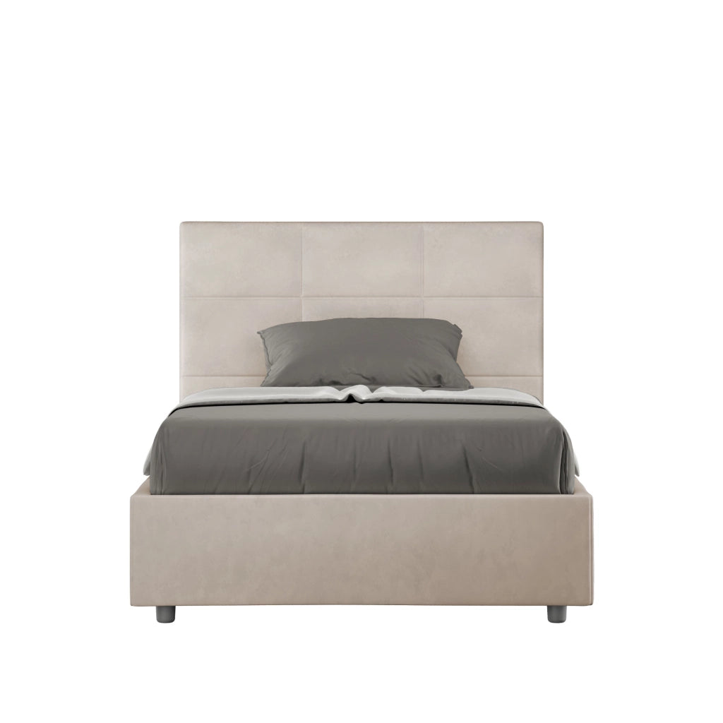 BS COM Letto una piazza e mezza contenitore imbottito 120x200 microfibra sabbia