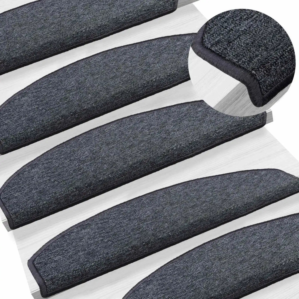Tappetini per scale autoadesivi 15 pcs Grigio scuro e blu