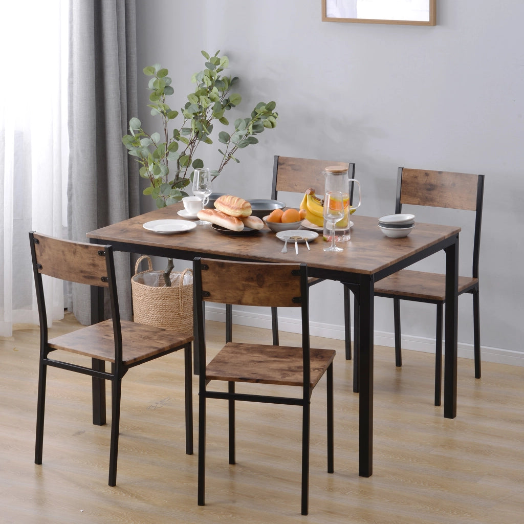 Set da pranzo salvaspazio marrone con tavolo e sedie, 108 x 65 cm